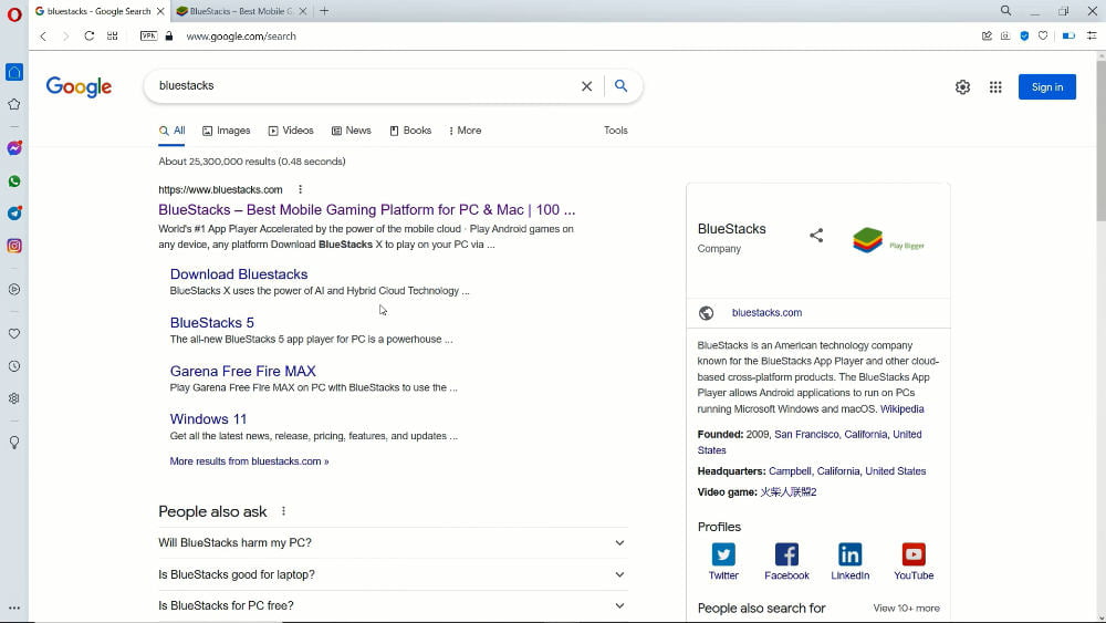 1-Search BlueStacks on Google 