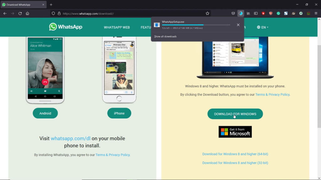 Download WhatsApp Desktop Installer