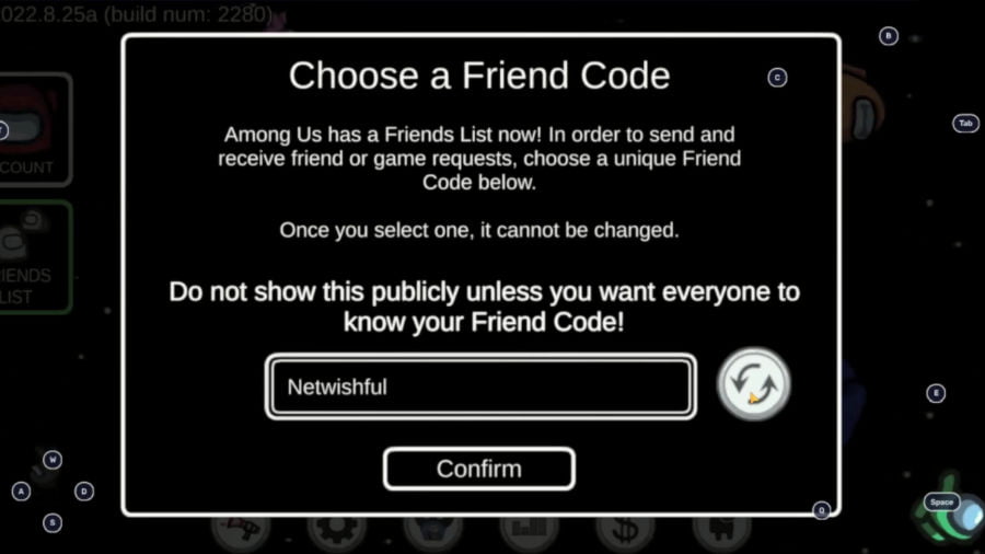 Among Us Choose friend code