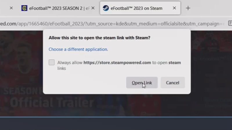 eFootball 2023 allow Steam app