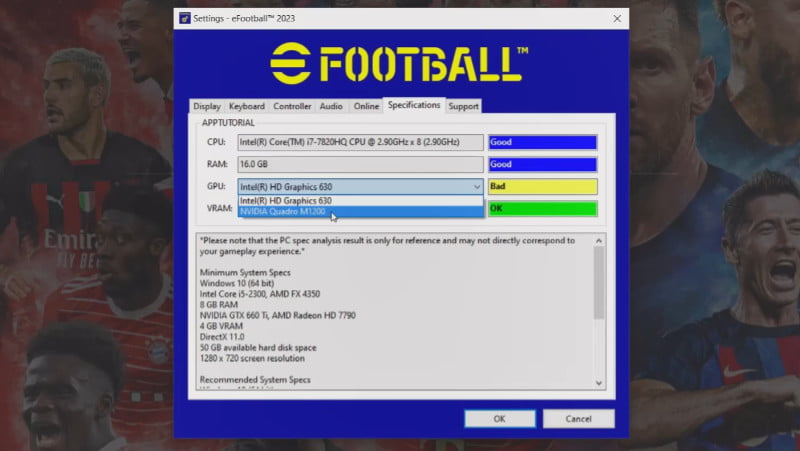 eFootball 2023 verify game specifications