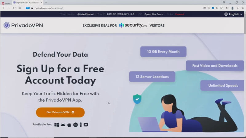 1.1-visit Fre1.1- visit Free PrivadoVPN websitee PrivadoVPN website