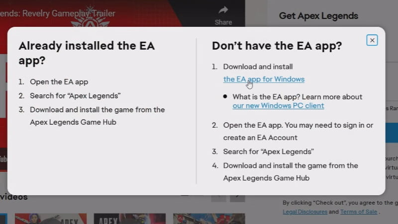 2.1-Visit EA app website