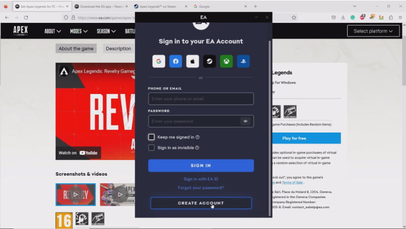 3.1-Sign in to EA