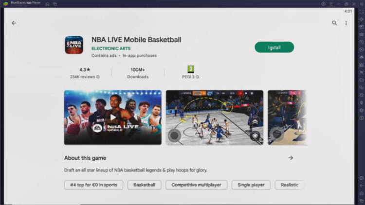 Free NBA Live Mobile Basketball Video Game on a Windows PC