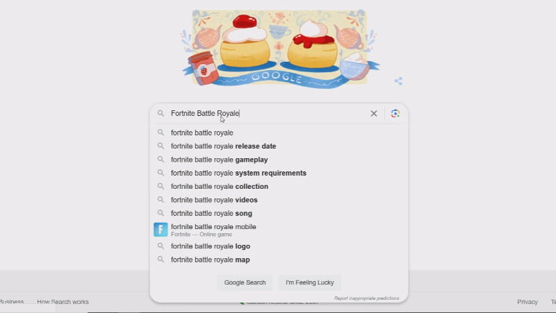 1.1 Search Fortnite on Google