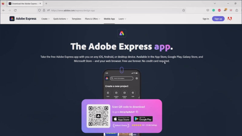 Visit Adobe Express website