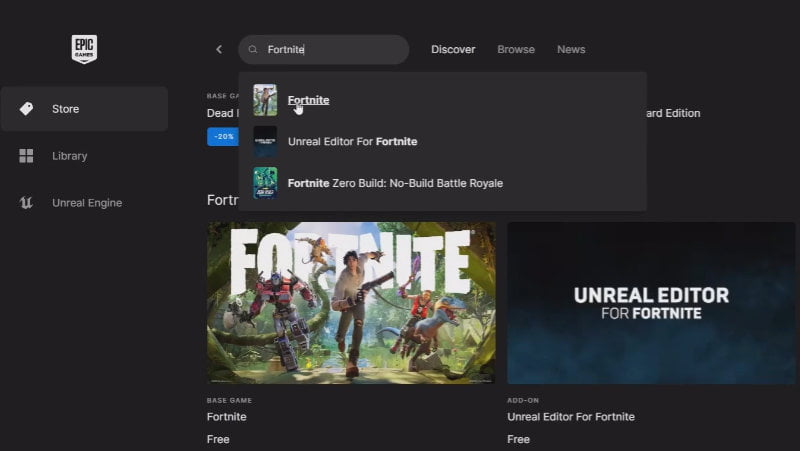 3 Search for Fortnite in Epic Games Launcher