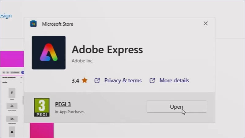 Open Adobe Express