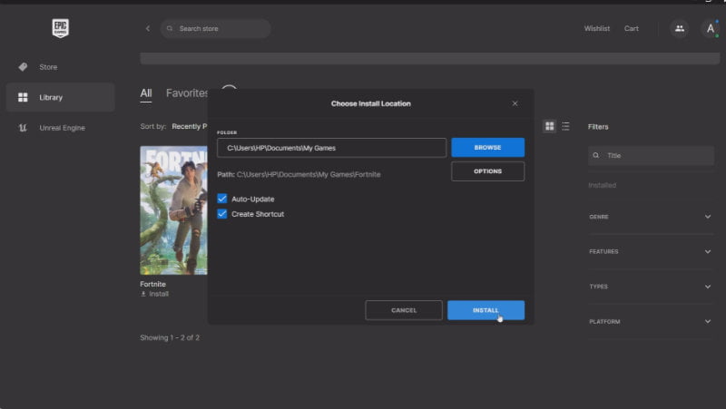 4.7 Click Fortnite Image and Install