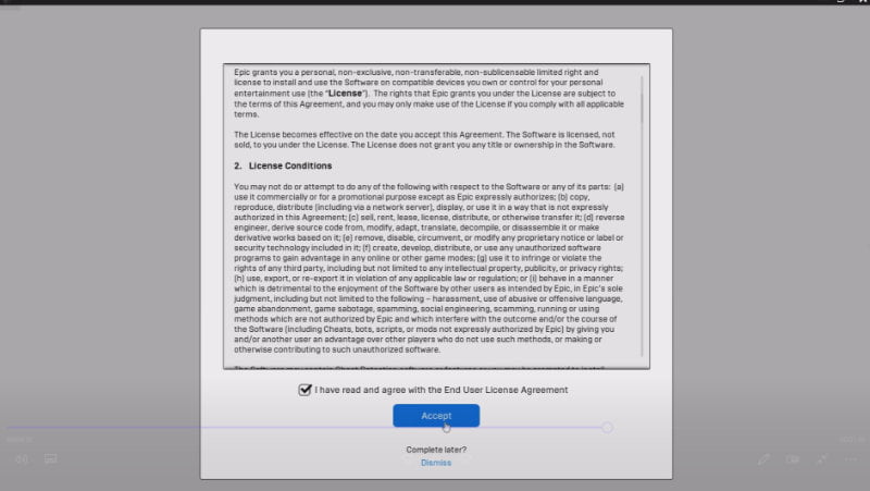 4.8 Agree Fortnite End User License Agreement