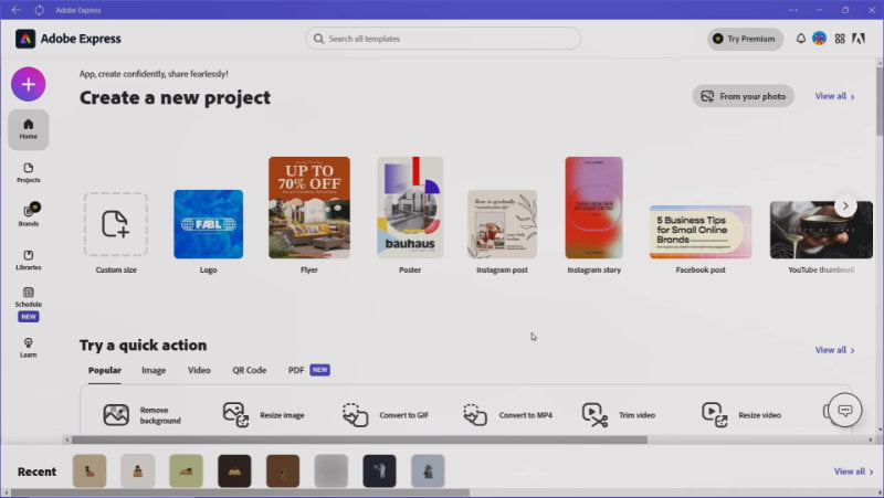 Use Adobe Express Windows app