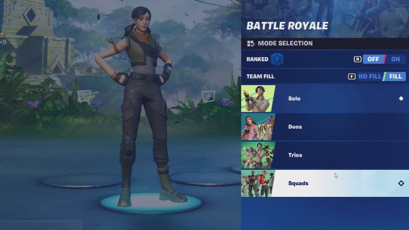 6.2 Select Fortnite battle royale mode