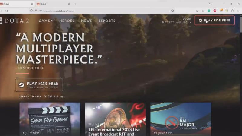 1.2 Visit DOTA 2 website