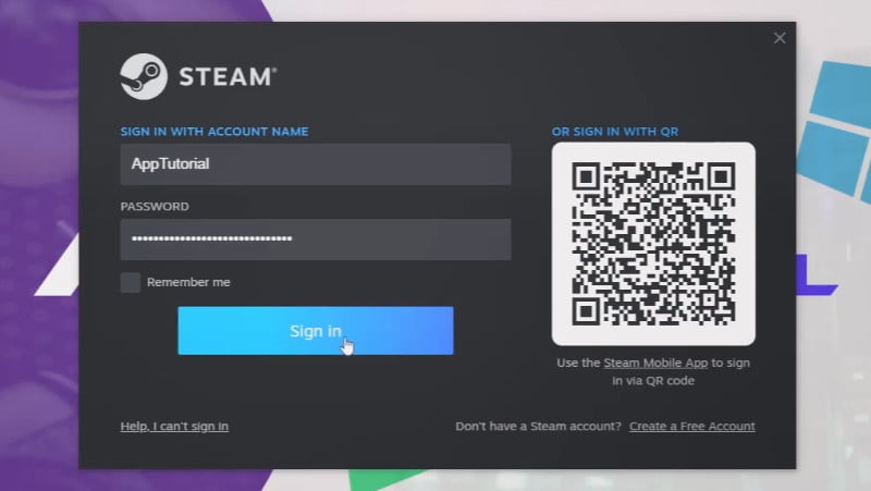 3.11 Sign  in to Steam