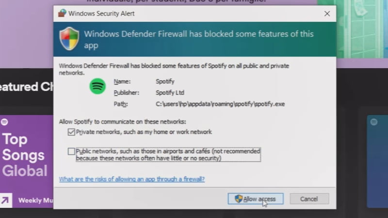 Allow Spotify on your Windows Firewall