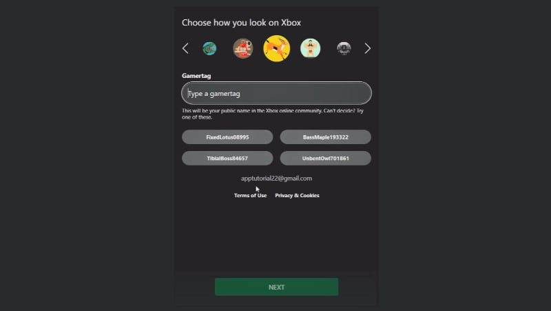 e) Set your Xbox avatar