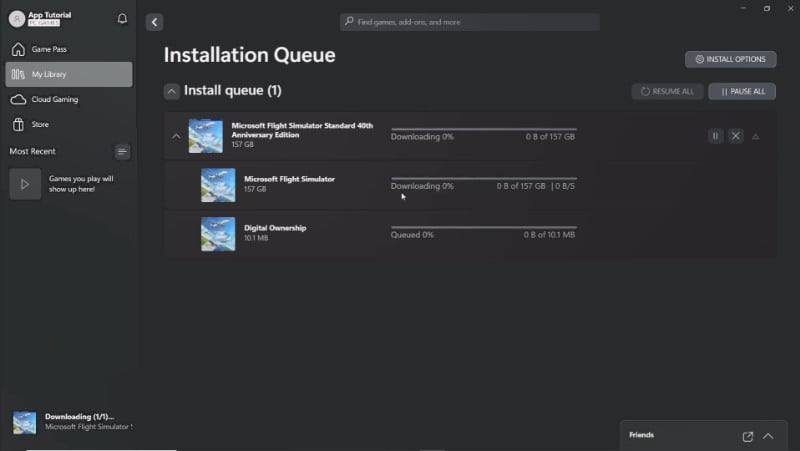 d) Check and manage the game installation (part 1)