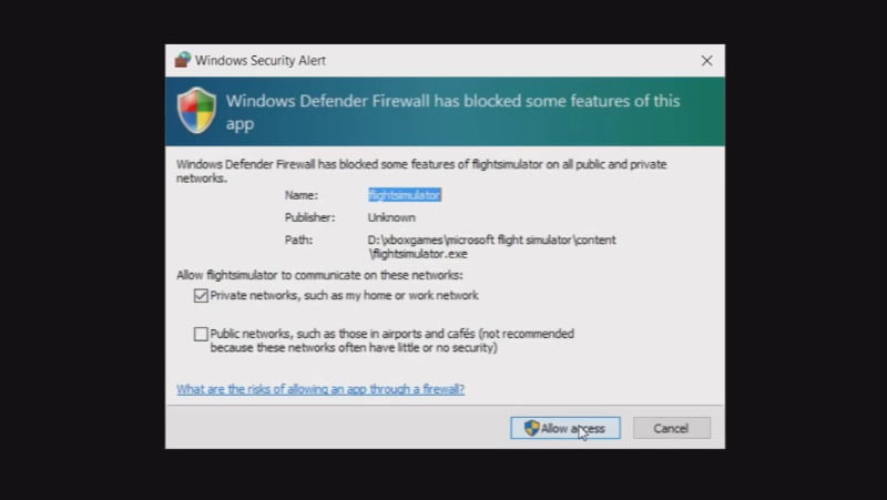 c) Give the game access to your network
