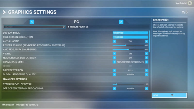 b) Customise the graphics settings