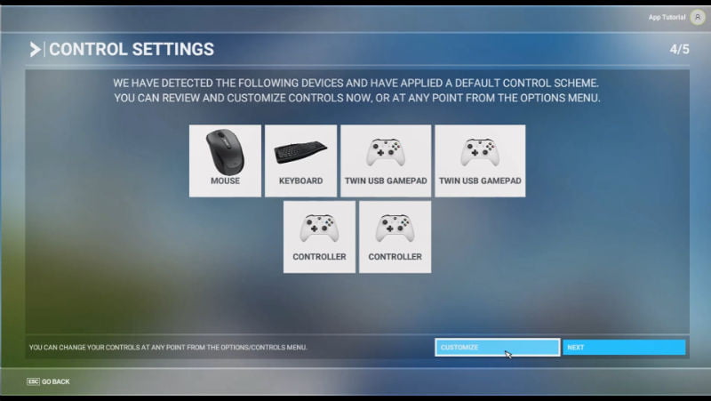 a) Customise the auto-detected controls