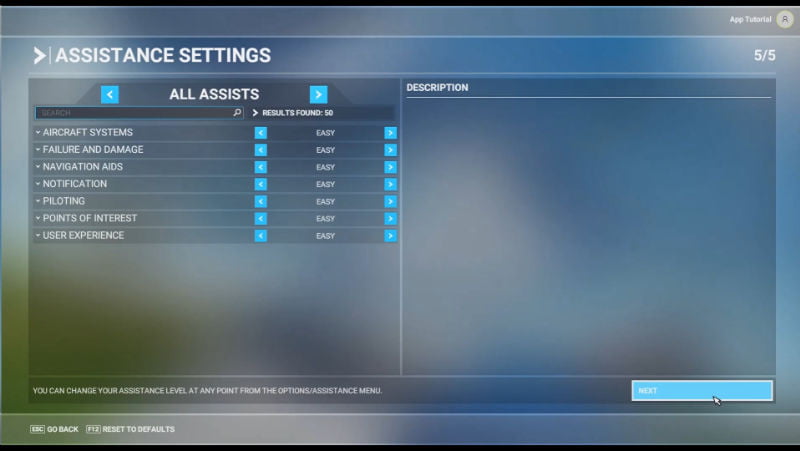 e) Customise the assistance settings