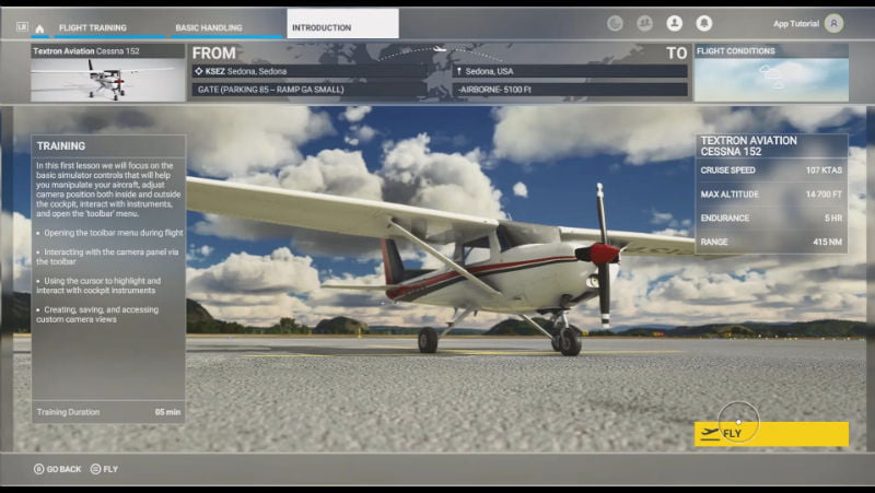b) Select a game option and enjoy your flight