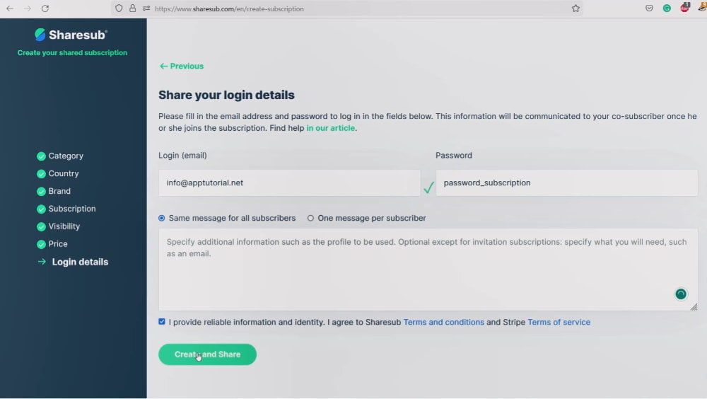 3.8-Share Subscription Credentials